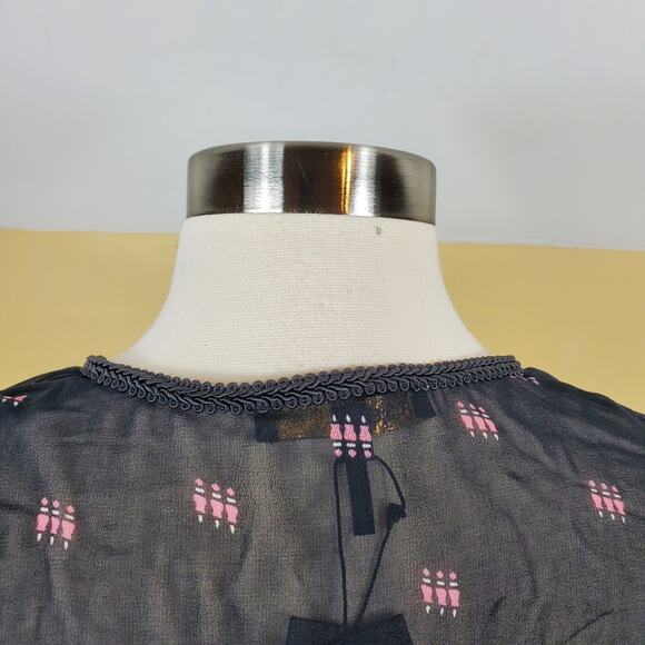 Maje Black Litea Printed Voile Blouse Size S - Picture 9 of 12
